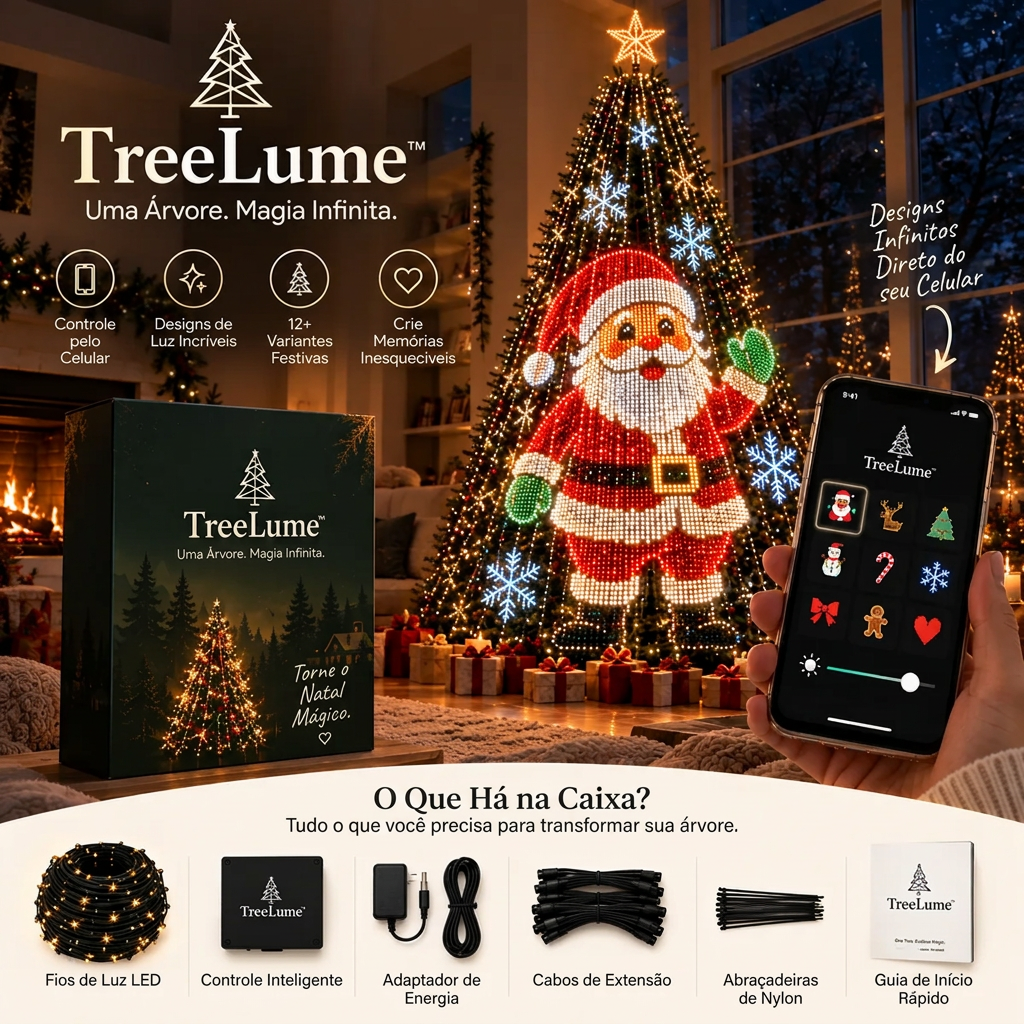 Árvore de Natal Inteligente com Movimento e Luzes LED Controlada por App — Transforme sua árvore em um show de luzes festivo