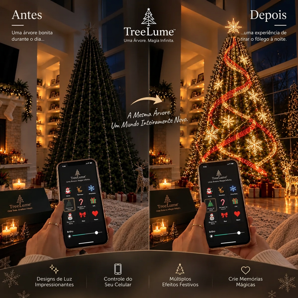 Árvore de Natal Inteligente com Movimento e Luzes LED Controlada por App — Linda de dia, deslumbrante à noite