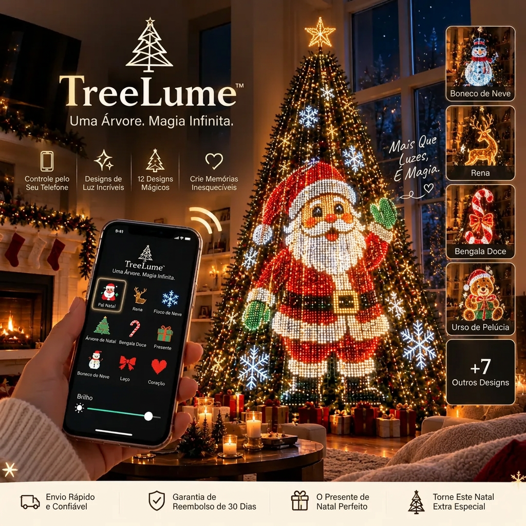 Árvore de Natal Inteligente com Movimento e Luzes LED Controlada por App — Dê um Natal mais brilhante