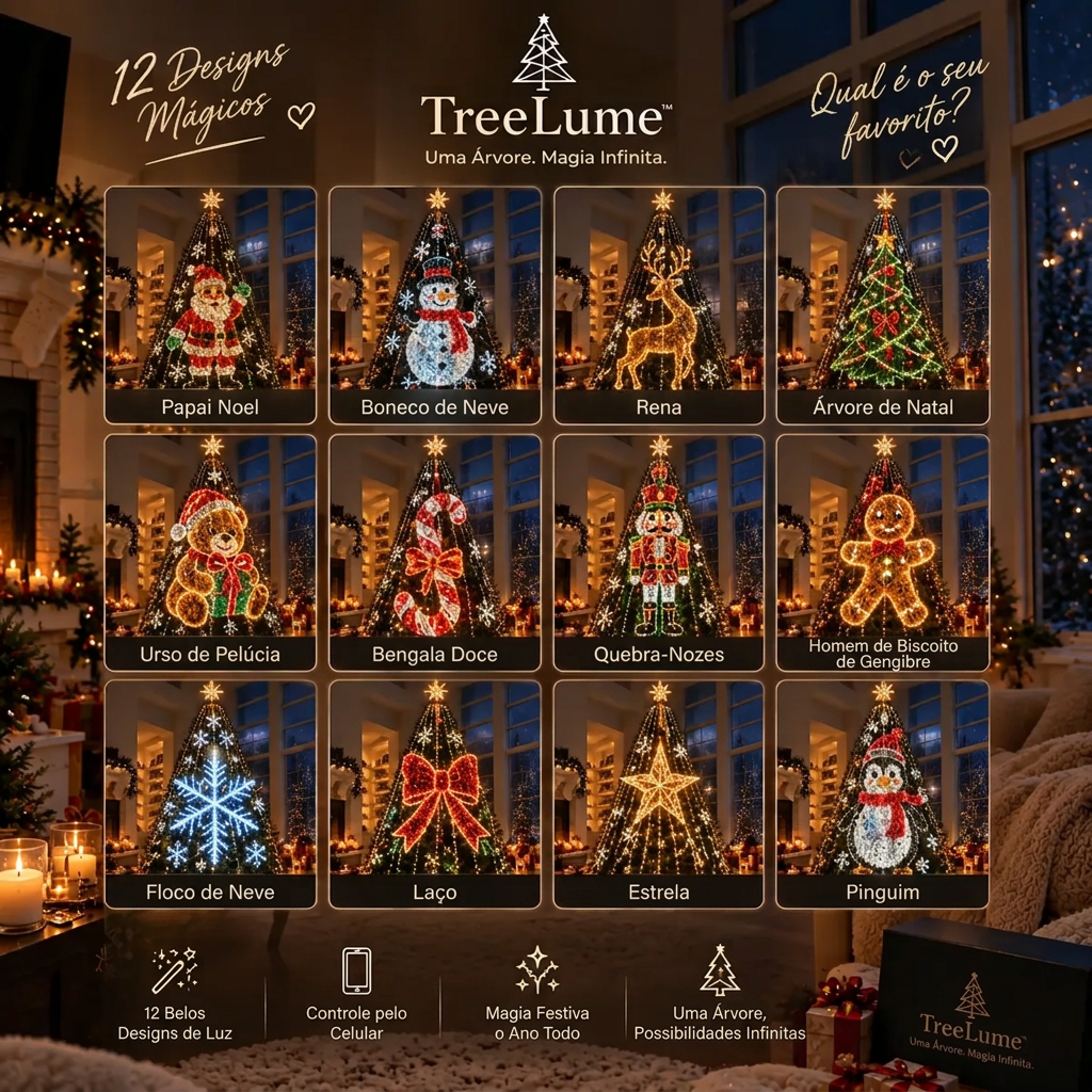 Árvore de Natal Inteligente com Movimento e Luzes LED Controlada por App — Qual será o seu favorito?